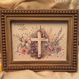 Easter decor Cross Floral Framed Wall Art - Pastel Floral Print